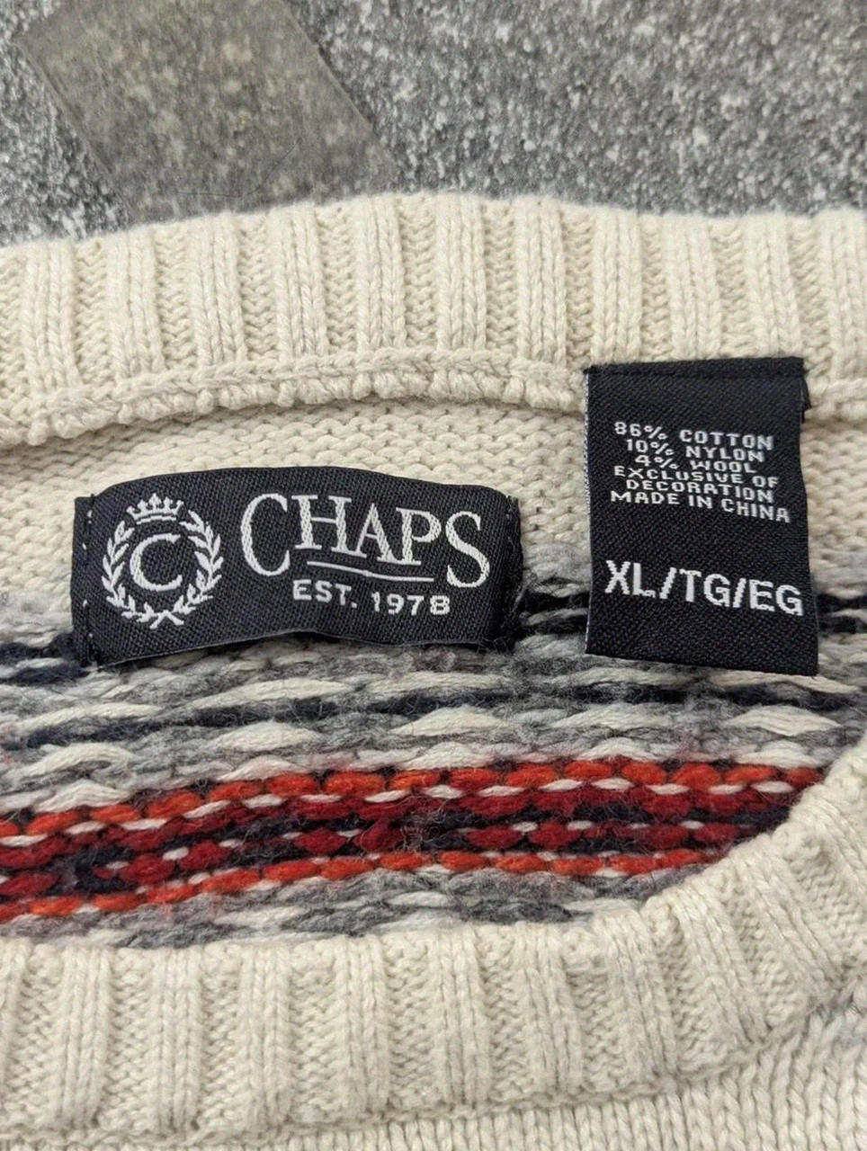 Pull Est. 1978 Chaps – Maille Jacquard Fair Isle Coton Laine Xl – Style Vintage Preppy – CHAPS – taille XL 4