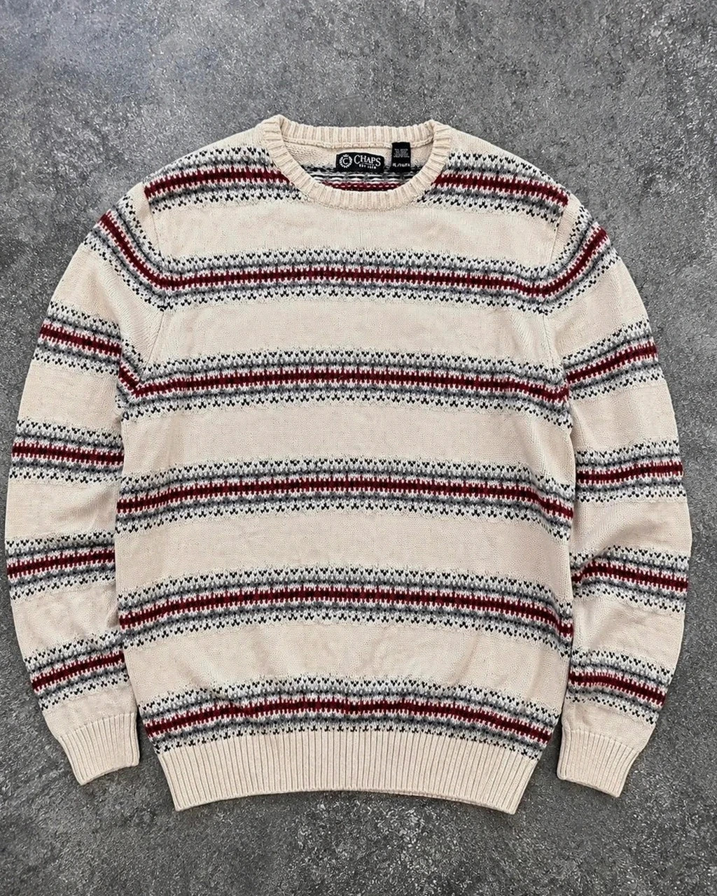 Pull Est. 1978 Chaps – Maille Jacquard Fair Isle Coton Laine Xl – Style Vintage Preppy
