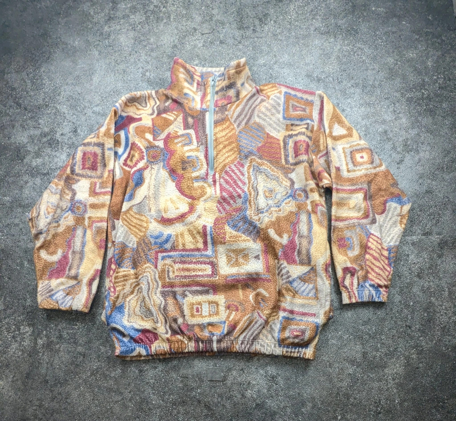 Polaire vintage Skipper crazy pattern inspiration cubiste 90s 1/4 zip L – Skipper – taille L 2