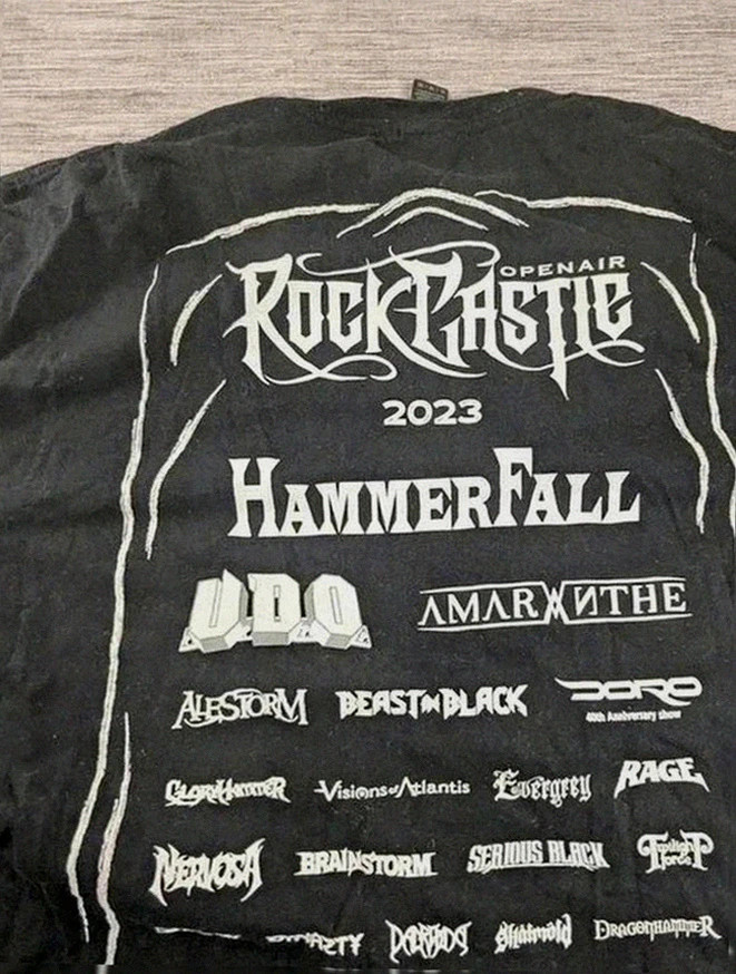 T-shirt Gildan noir Rock Castle Open Air 2023 HammerFall u.d.o Amaranthe métal hardrock taille Xl – Gildan – taille XL 5