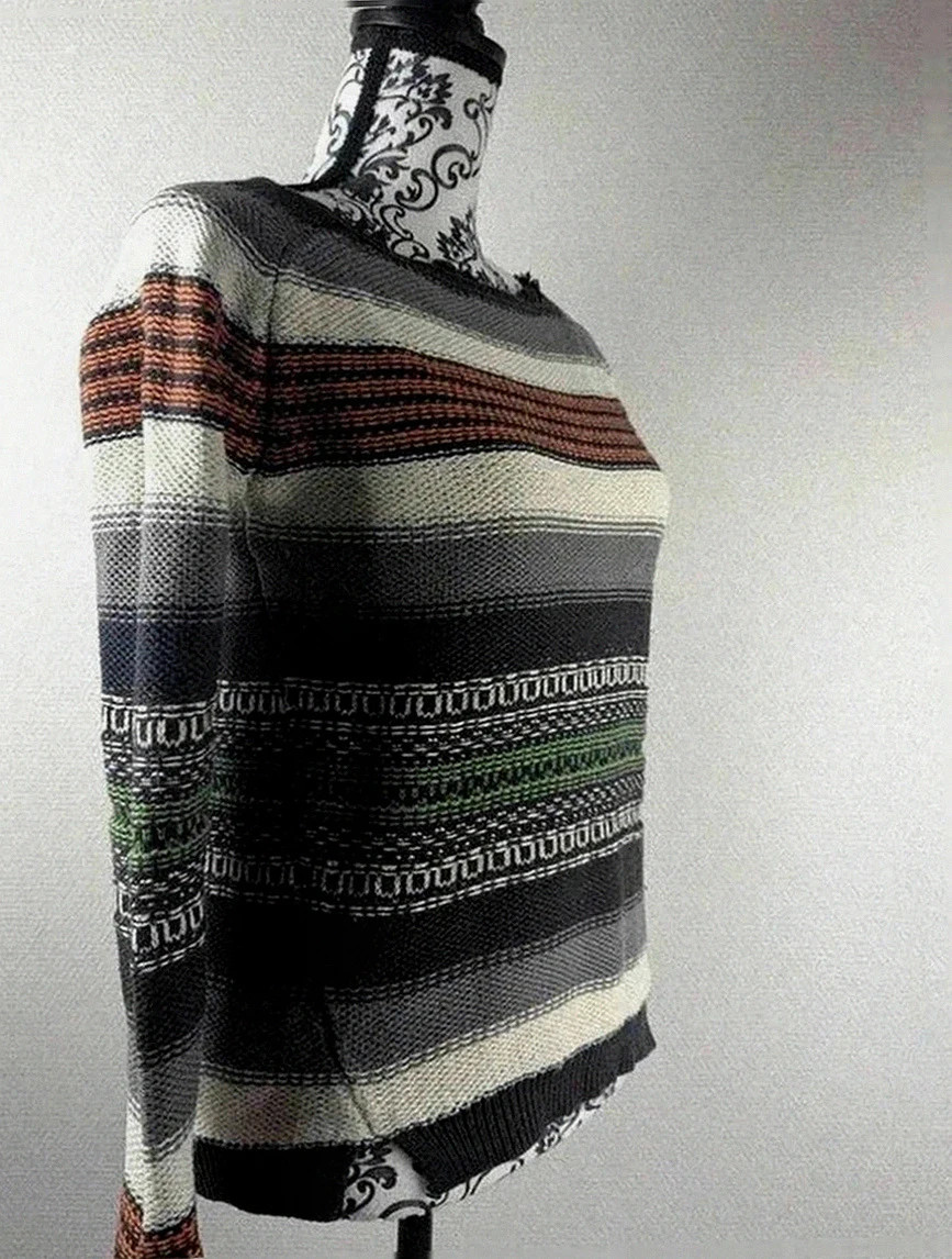 Pull rayé multicolore Maje modèle ondine coupe ajustée maille épaisse Coton fibre naturelle S – Maje – taille S / 36 / 8 2