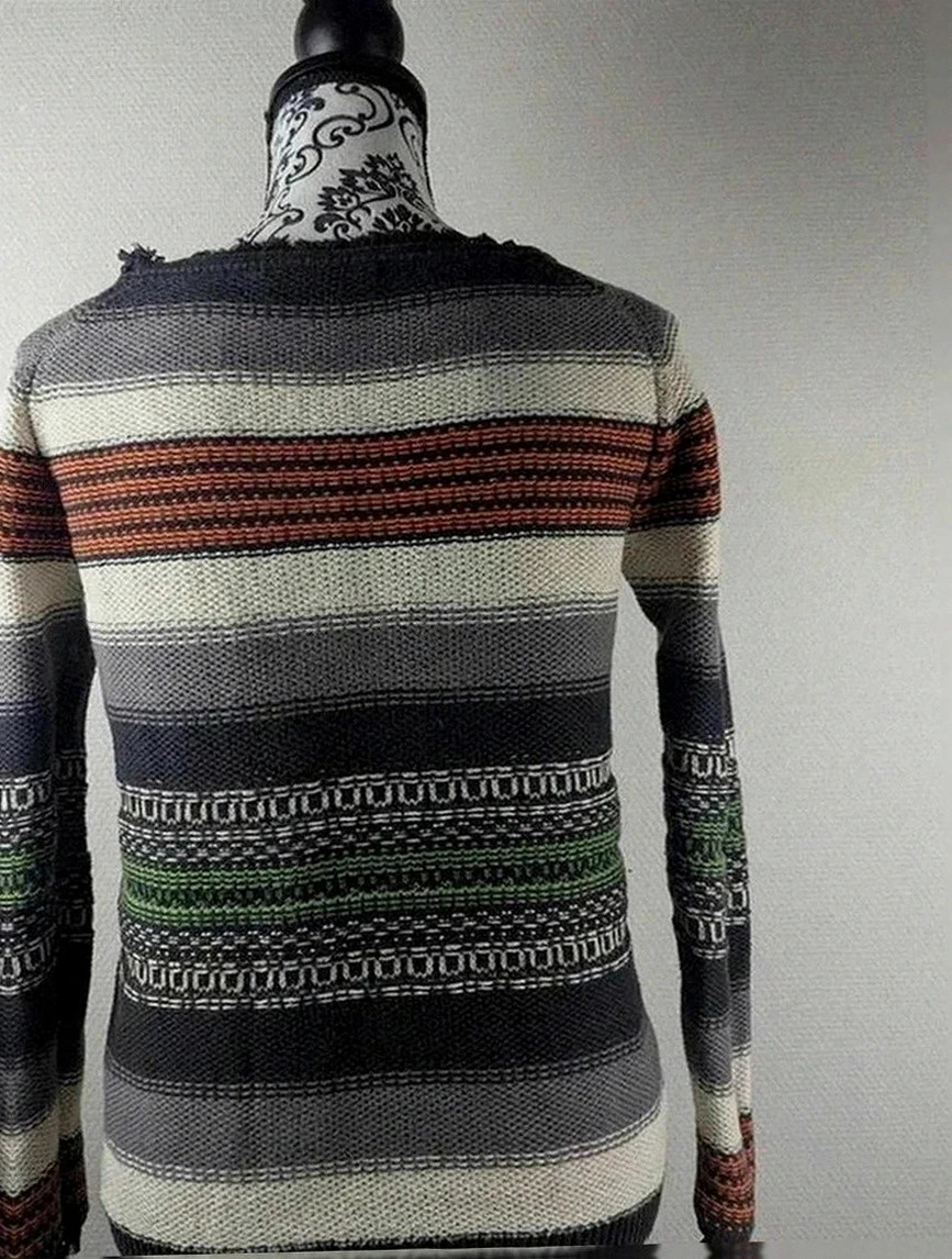 Pull rayé multicolore Maje modèle ondine coupe ajustée maille épaisse Coton fibre naturelle S – Maje – taille S / 36 / 8 3