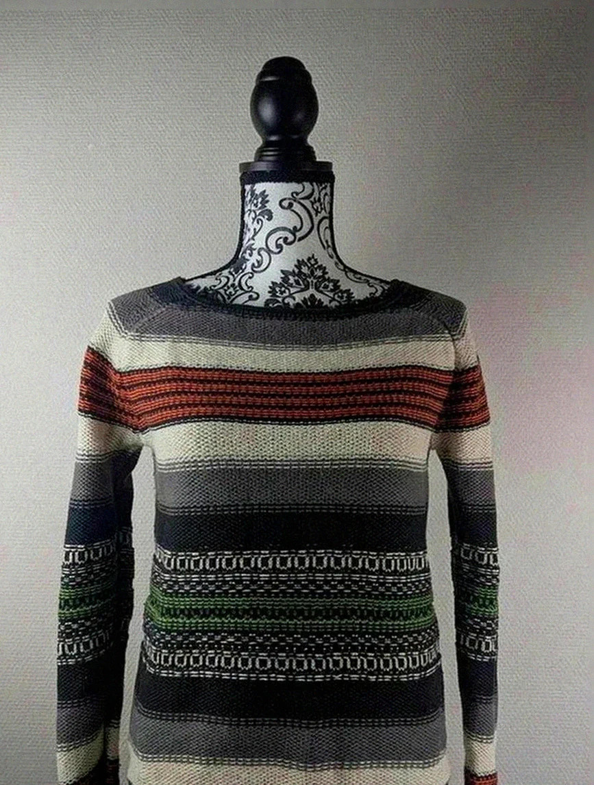 Pull rayé multicolore Maje modèle ondine coupe ajustée maille épaisse Coton fibre naturelle S