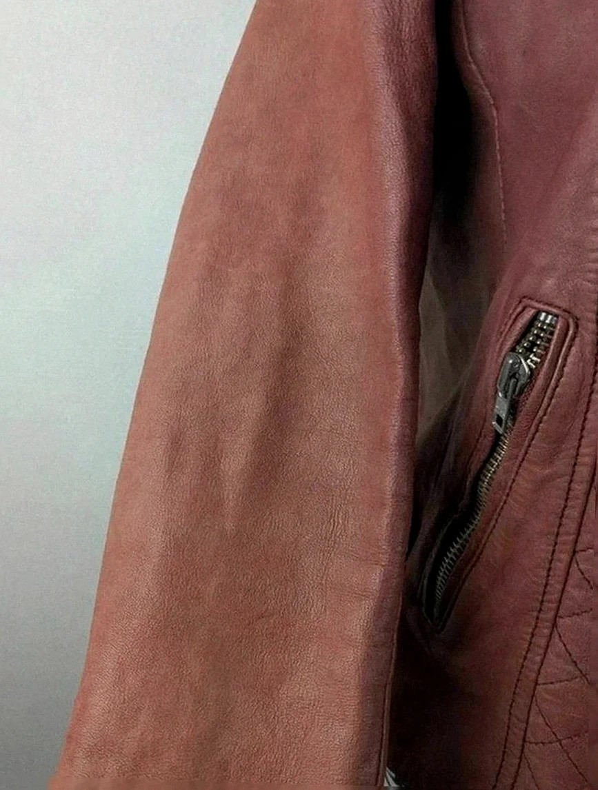 Perfecto biker en cuir d'agneau Maje bordeaux patiné taille 36, style rock chic intemporel – Maje – taille XS / 34 / 6 5