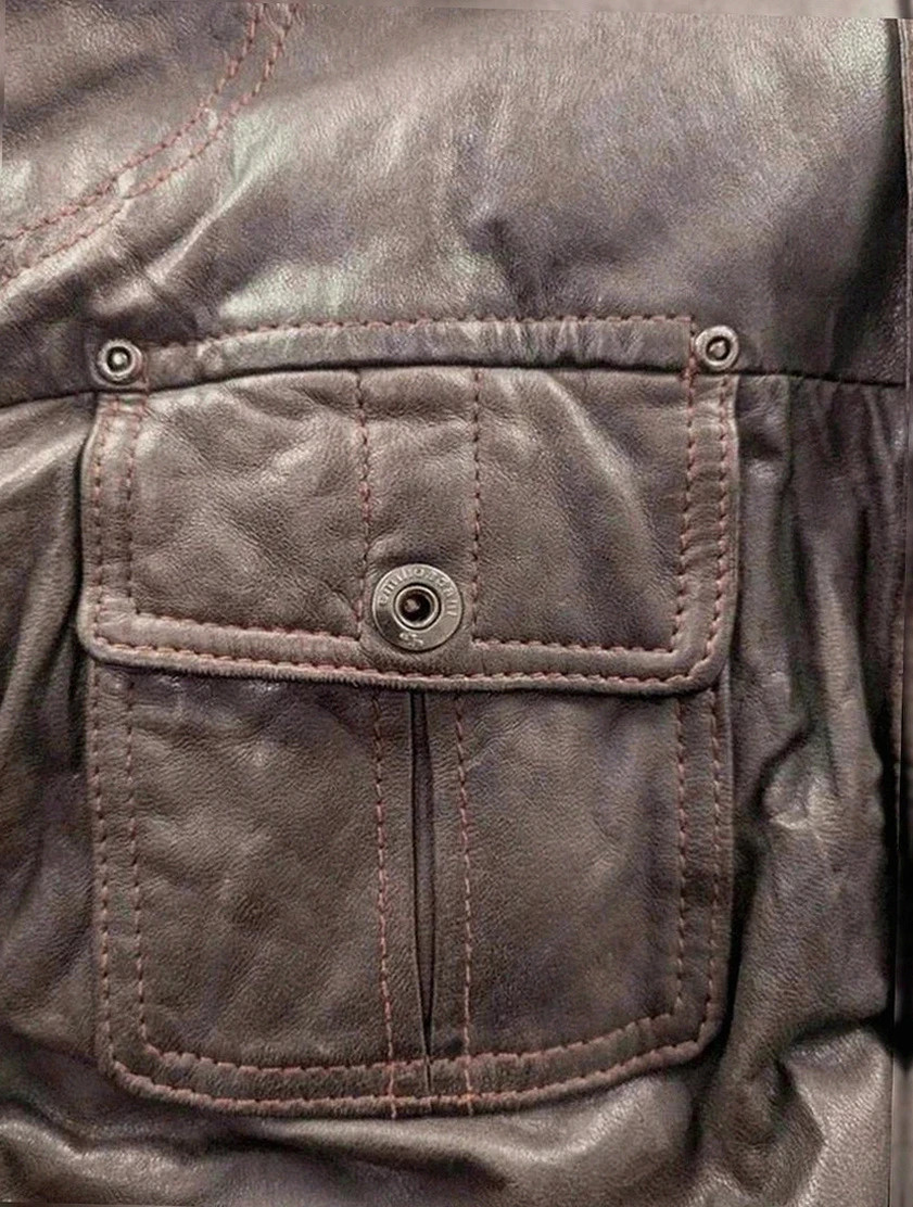 Field jacket emilio adani en cuir d’agneau brun – look vintage – taille 50 vintage dressing – Emilio Adani – taille L 3