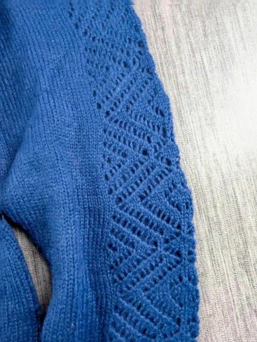 Pull ajouré bleu dentelle manches – Taille 38/40 – Bleu Bonheur 💙 – Bleu bonheur – taille M / 38 / 10 3