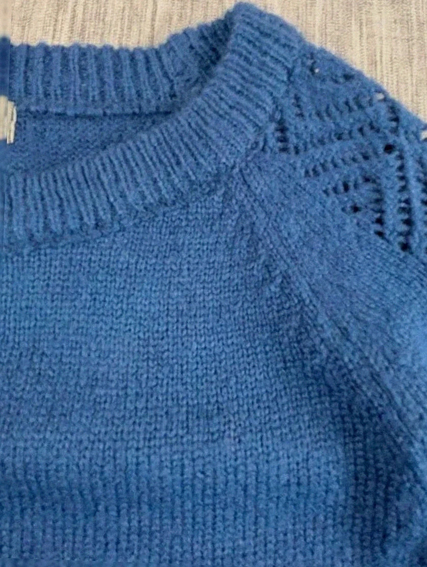 Pull ajouré bleu dentelle manches – Taille 38/40 – Bleu Bonheur 💙 – Bleu bonheur – taille M / 38 / 10 4