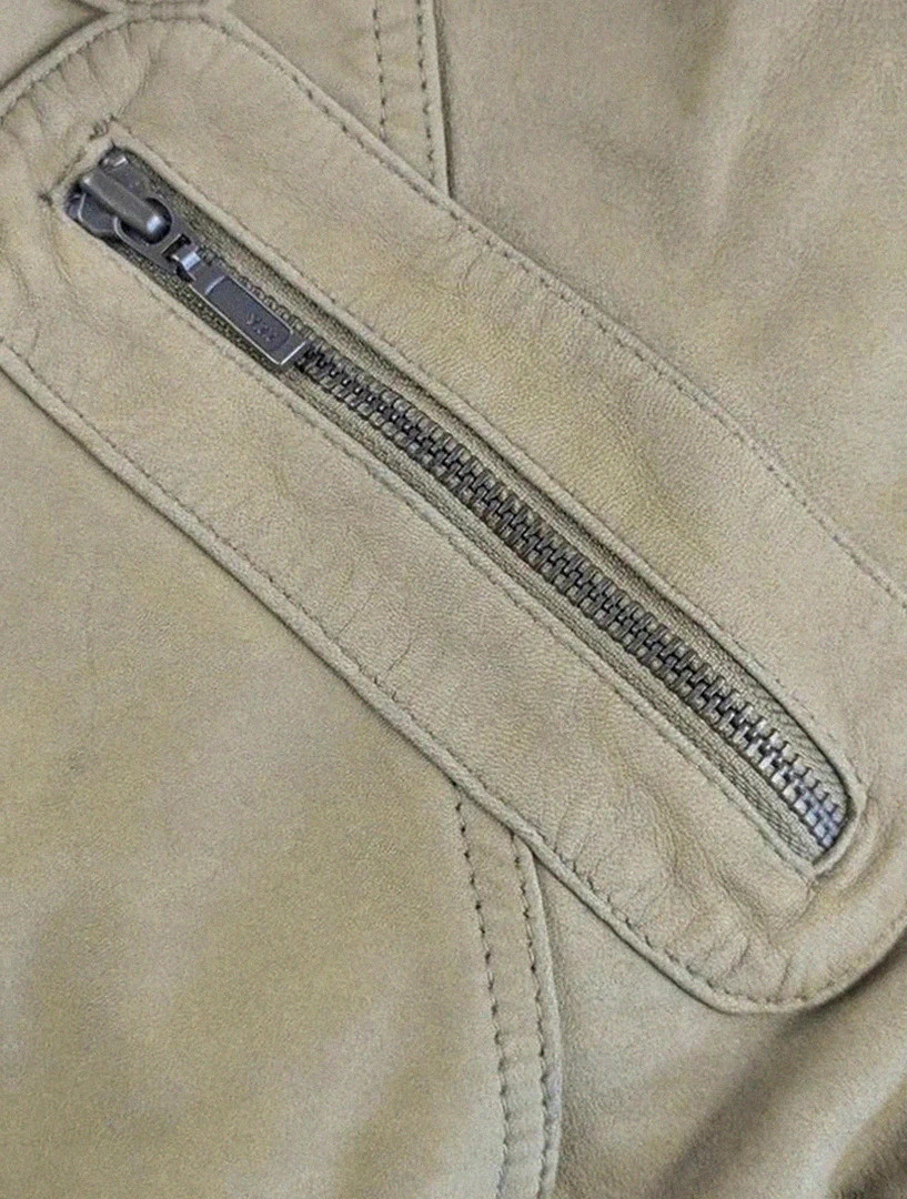 Blouson cuir de mouton Jilani Collection beige taille L 42 style biker aviateur vintage dressing – Jilani – taille XL / 42 / 14 3