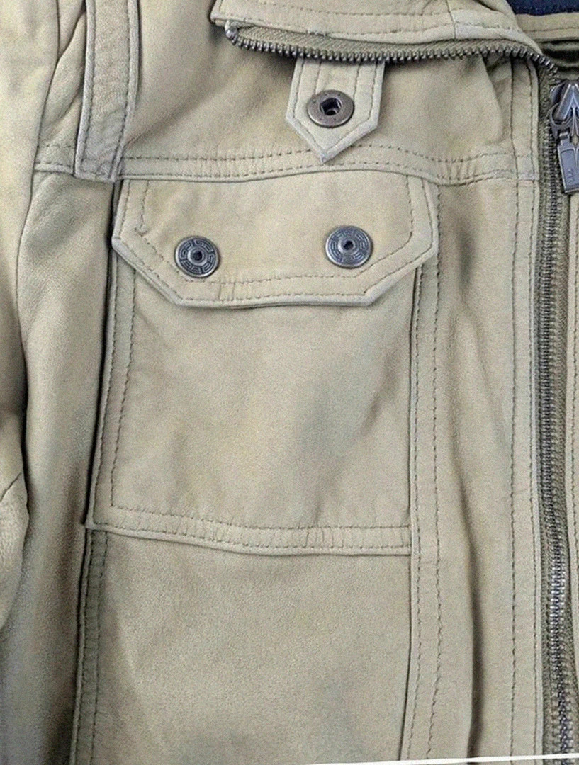Blouson cuir de mouton Jilani Collection beige taille L 42 style biker aviateur vintage dressing – Jilani – taille XL / 42 / 14 5