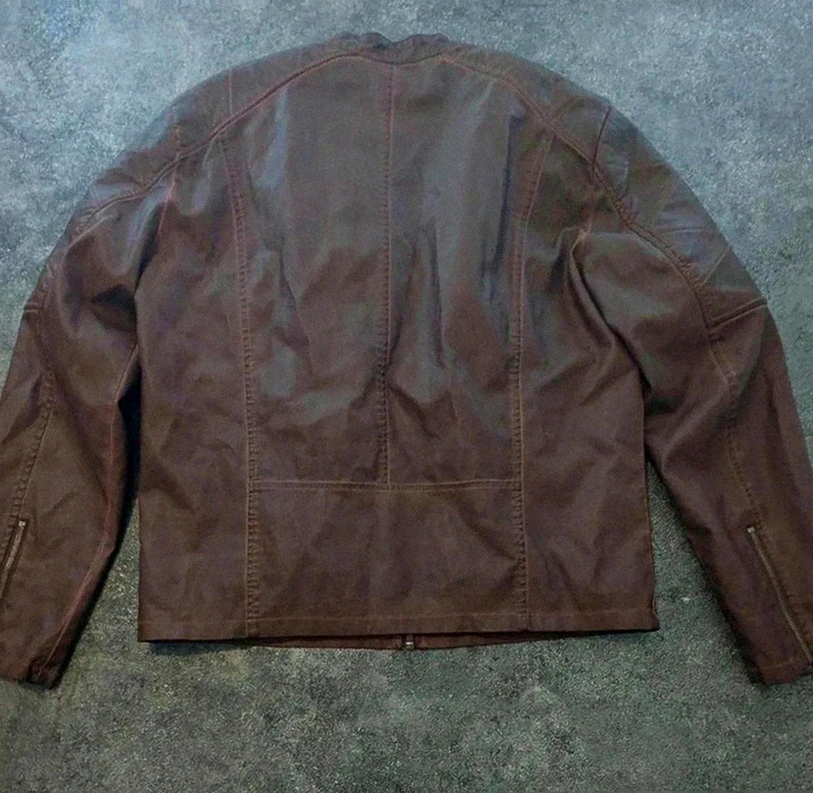 Blouson biker Hi Buxter marron simili cuir taille 54 look vintage dressing casual streetwear – HI Buxter – taille XL 2