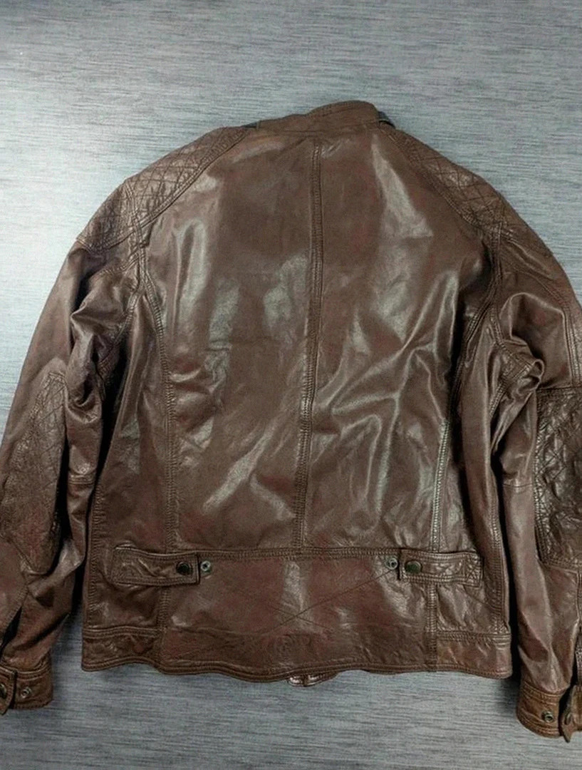 Blouson cuir de bœuf marron Massimo Dutti style motard aviateur vintage taille Xxl belle patine – Massimo Dutti – taille XXL 2