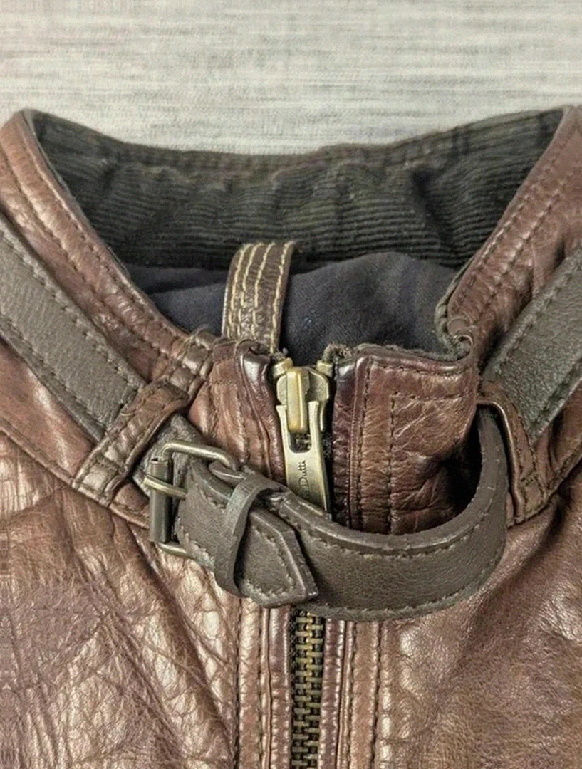 Blouson cuir de bœuf marron Massimo Dutti style motard aviateur vintage taille Xxl belle patine – Massimo Dutti – taille XXL 3