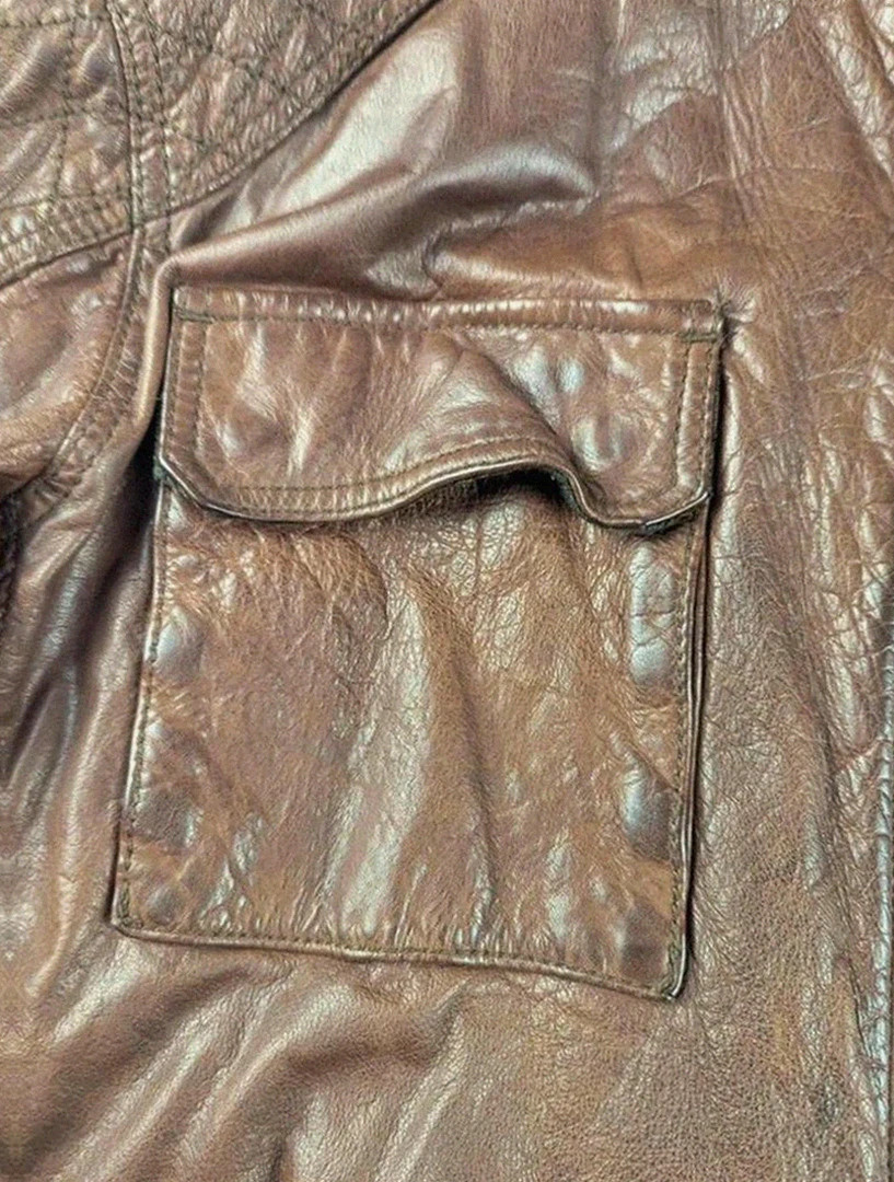 Blouson cuir de bœuf marron Massimo Dutti style motard aviateur vintage taille Xxl belle patine – Massimo Dutti – taille XXL 5