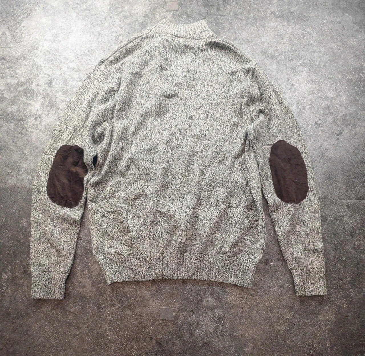 Pull Vintage CHAPS 100% Coton L Chiné Marron Col Boutonné Coudières Preppy – CHAPS – taille L 3