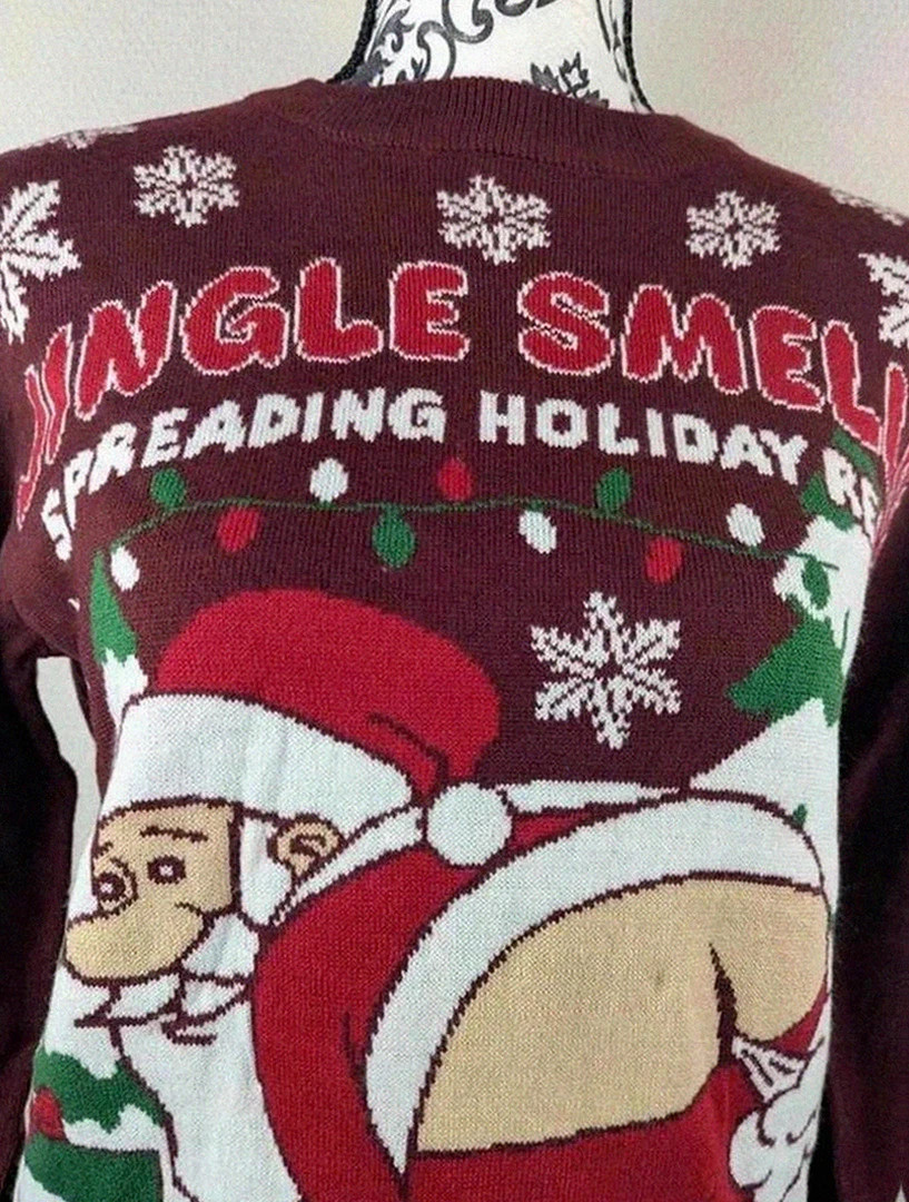 Pull humoristique de Noël Père Noël neuf Seasons Greetings S🎅 – Seasons Greetings – taille S / 36 / 8 2