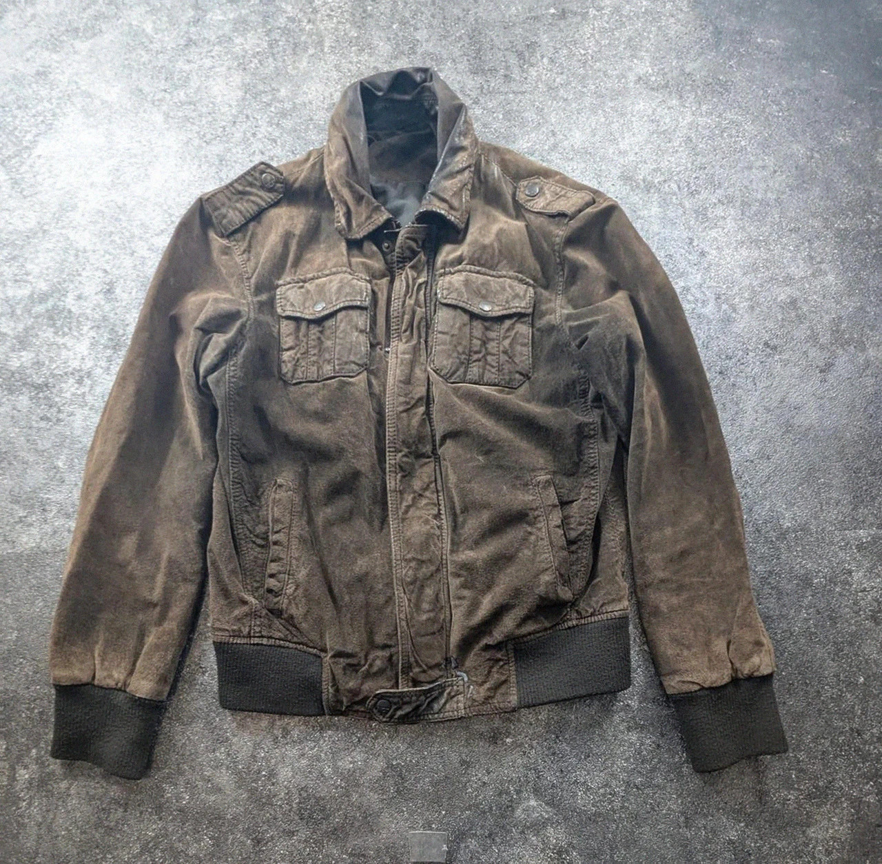 Devred blouson en daim marron patiné – Veste workwear militaire vintage – Devred – taille S 2