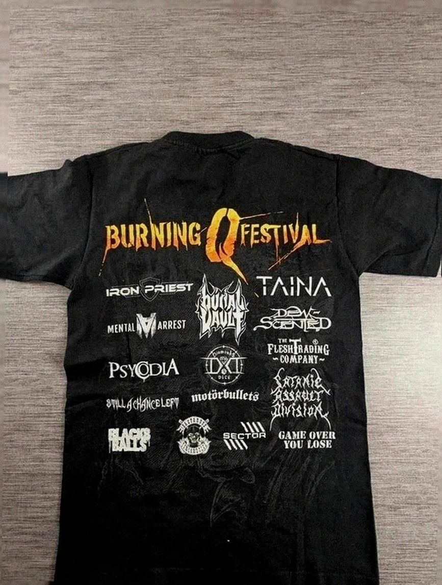 T-shirt merch Burning Q Festival 2016 noir print hardcore metal hard rock Fruit of the Loom S/M – Fruit of the Loom – taille S 2