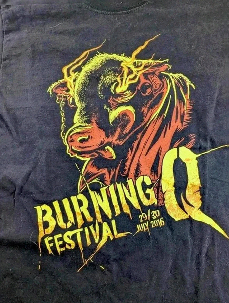 T-shirt merch Burning Q Festival 2016 noir print hardcore metal hard rock Fruit of the Loom S/M – Fruit of the Loom – taille S 3