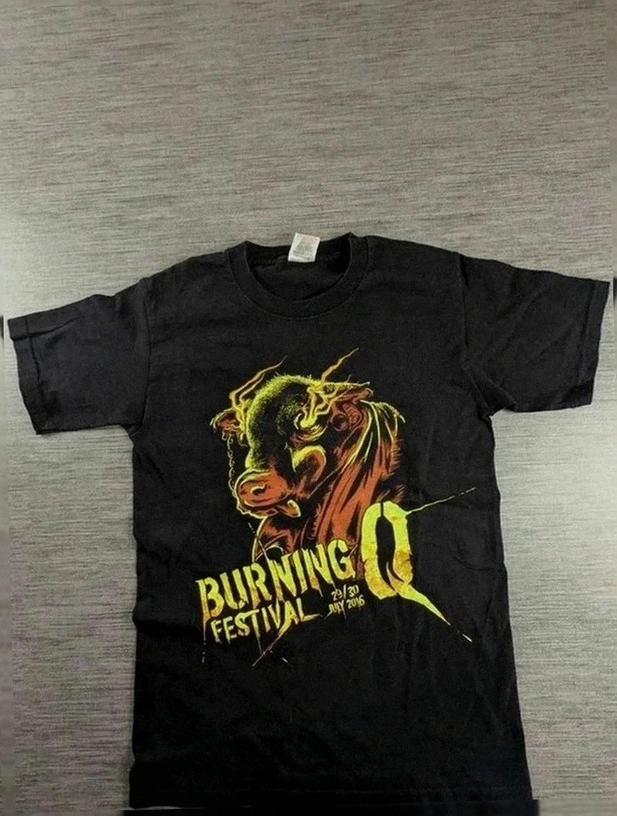 T-shirt merch Burning Q Festival 2016 noir print hardcore metal hard rock Fruit of the Loom S/M
