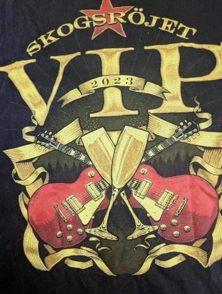 T-shirt noir Skogsröjet 2023 merch design guitares Vip vibe festival rock metal Gildan taille L – Gildan – taille L 3