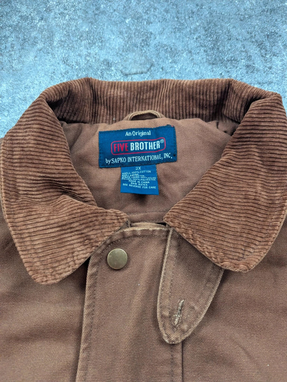 Five Brother Field Jacket Chore Coat Workwear 2XL marron col velours doublée vintage – WORKWEAR – taille XXL 4