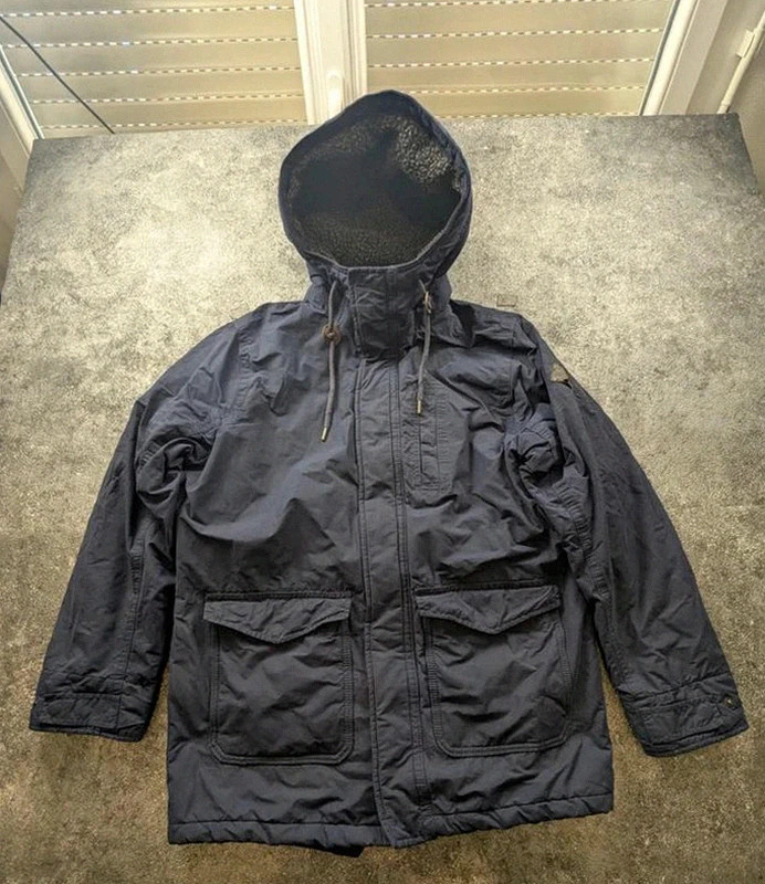 Parka Hollister California homme M bleu marine – veste hiver doublée sherpa à capuche – Hollister – taille M 2