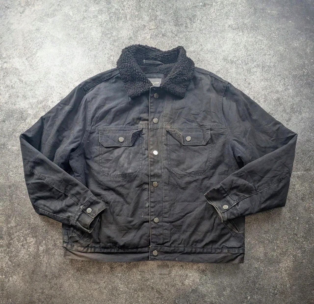 Veste workwear Primark XL L noire doublée sherpa – Trucker Jacket patinée – WORKWEAR – taille XL 2