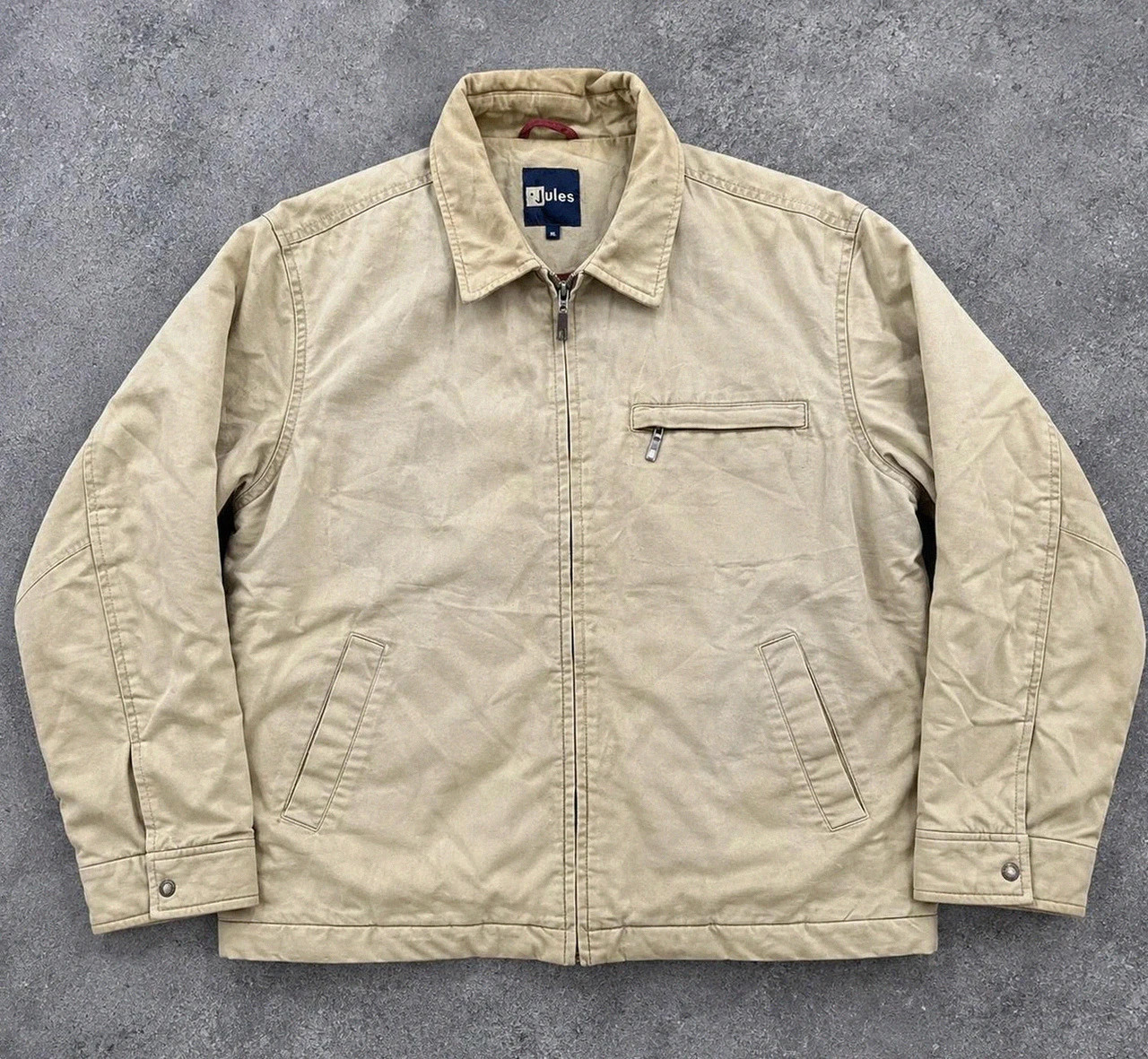 Veste Jules XL Workwear Vintage Beige – Worker Jacket Utility Toile Matelassée