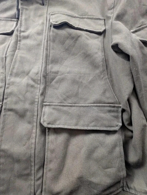 L.O.G.G. H&M veste workwear utility L kaki toile épaisse doublée capuche fourrure – WORKWEAR – taille L 3