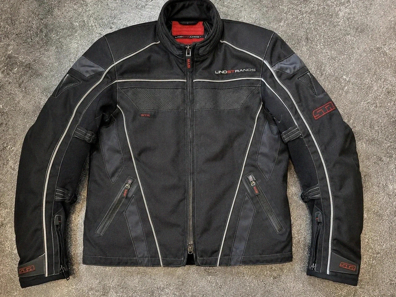 Veste moto Lindstrands Str Hi-Art respirante réfléchissante noir rouge S