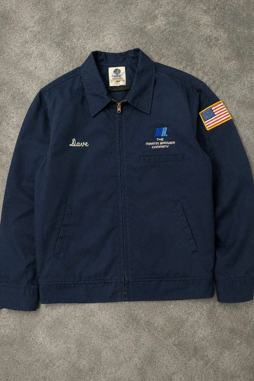 Veste Riverside Workwear Flexbac 42 M Usa Vintage American Flag Patch Martin Brower Company