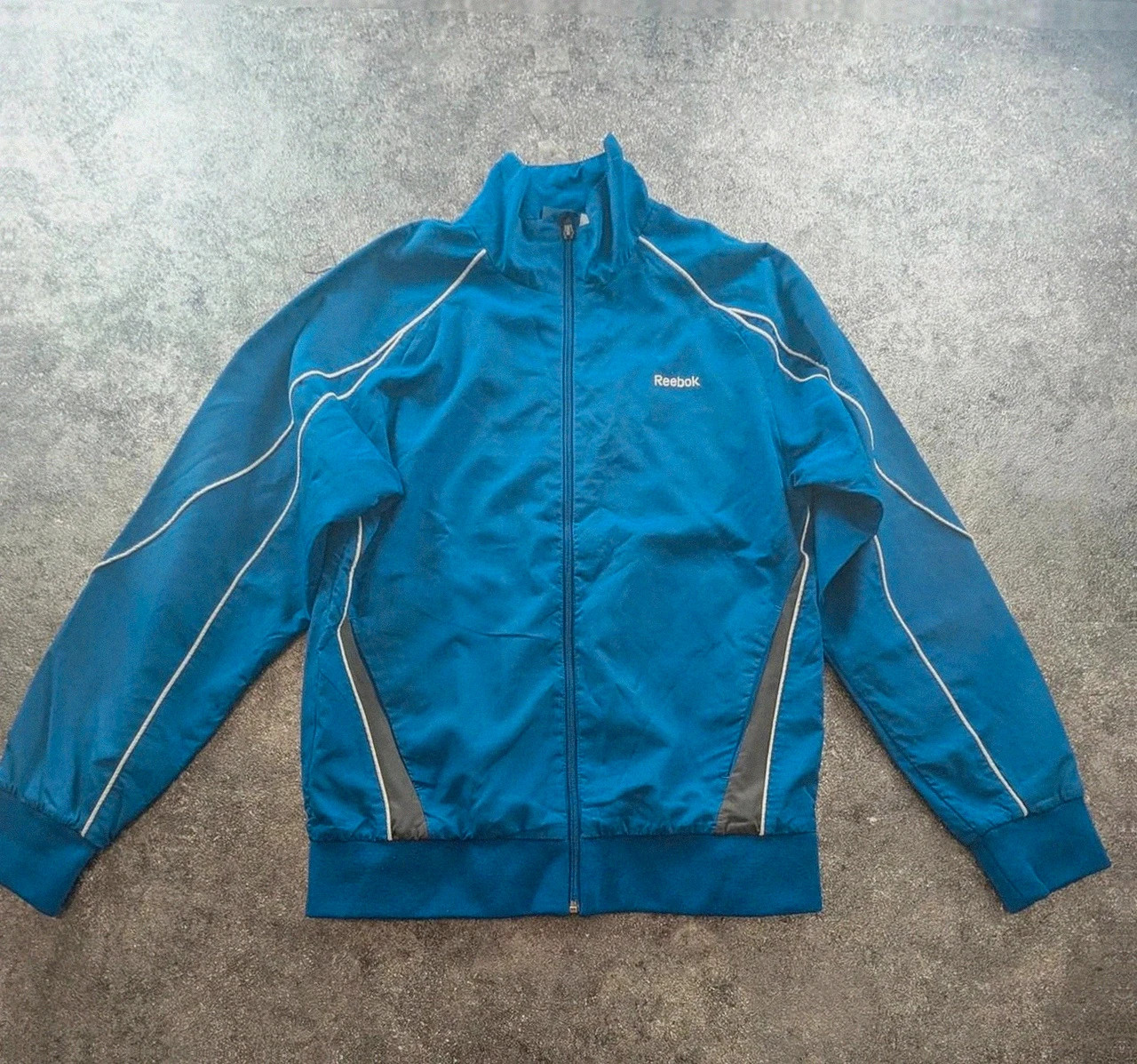 Veste Reebok vintage bleue zip vintage sport streetwear logo brodé taille S