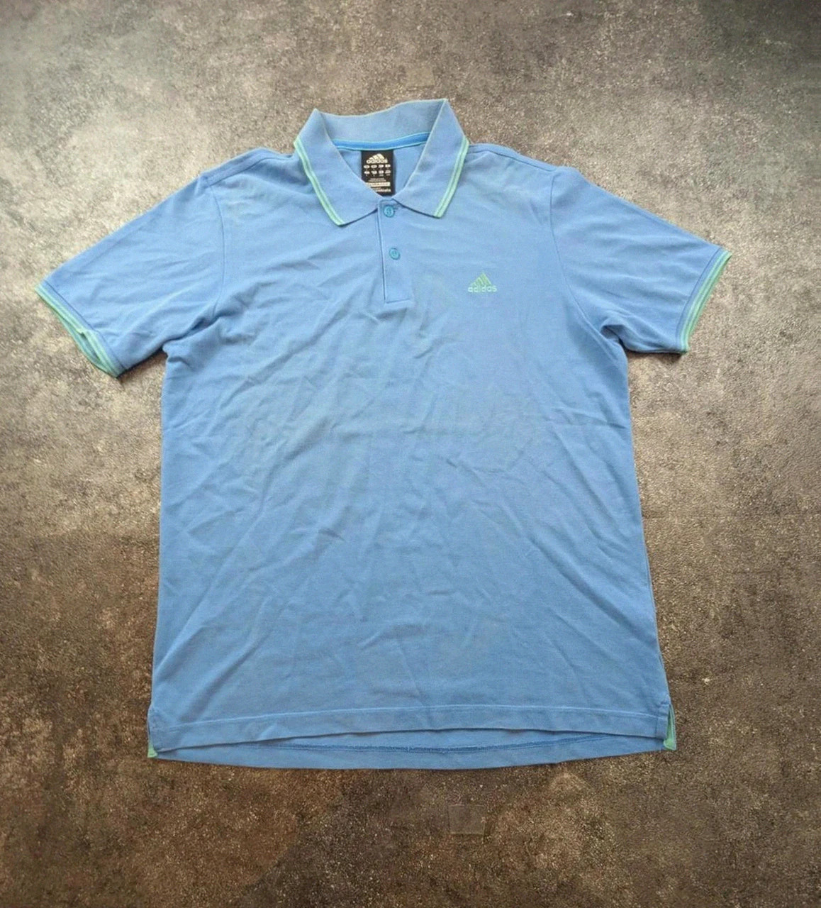Polo Adidas Climalite Cotton bleu ciel logo brodé tennis golf Y2K taille L – adidas – taille L 2