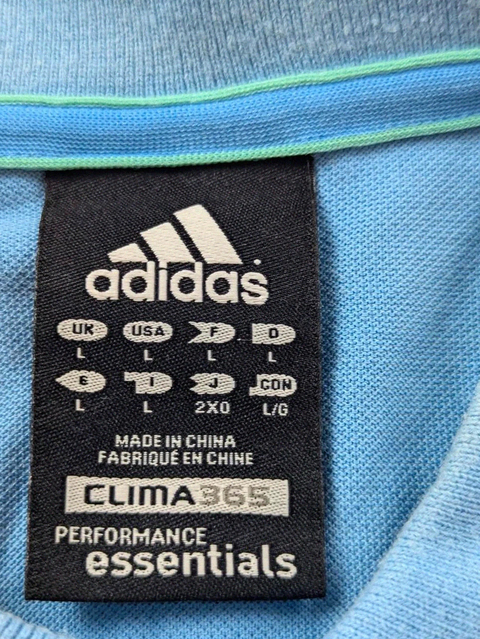 Polo Adidas Climalite Cotton bleu ciel logo brodé tennis golf Y2K taille L – adidas – taille L 4