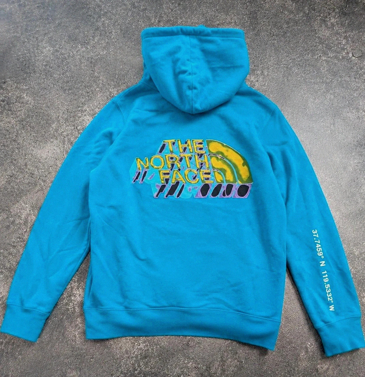 Sweat à capuche The North Face graphique bleu turquoise coordonnées outdoor M