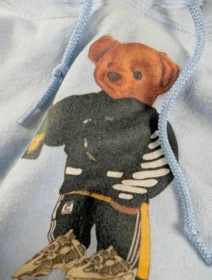 Sweat à capuche Gildan vintage heavy Blend– teddy bear print – bleu clair – taille S/M – Gildan – taille M 3