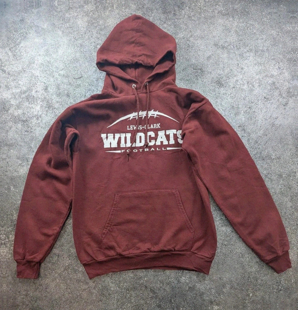 Sweat hoodie Wildcats Lewis Clark football bordeaux S college Us vintage Port & Company