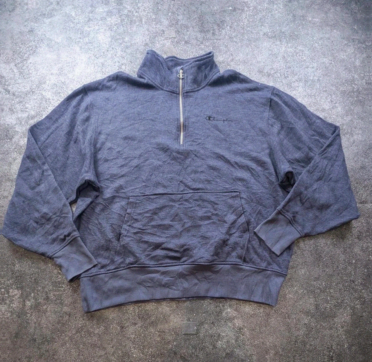 Champion 1/4 Zip Xxl 2XL bleu gris – sweat col montant Y2K streetwear sportswear – Champion – taille XXL 2