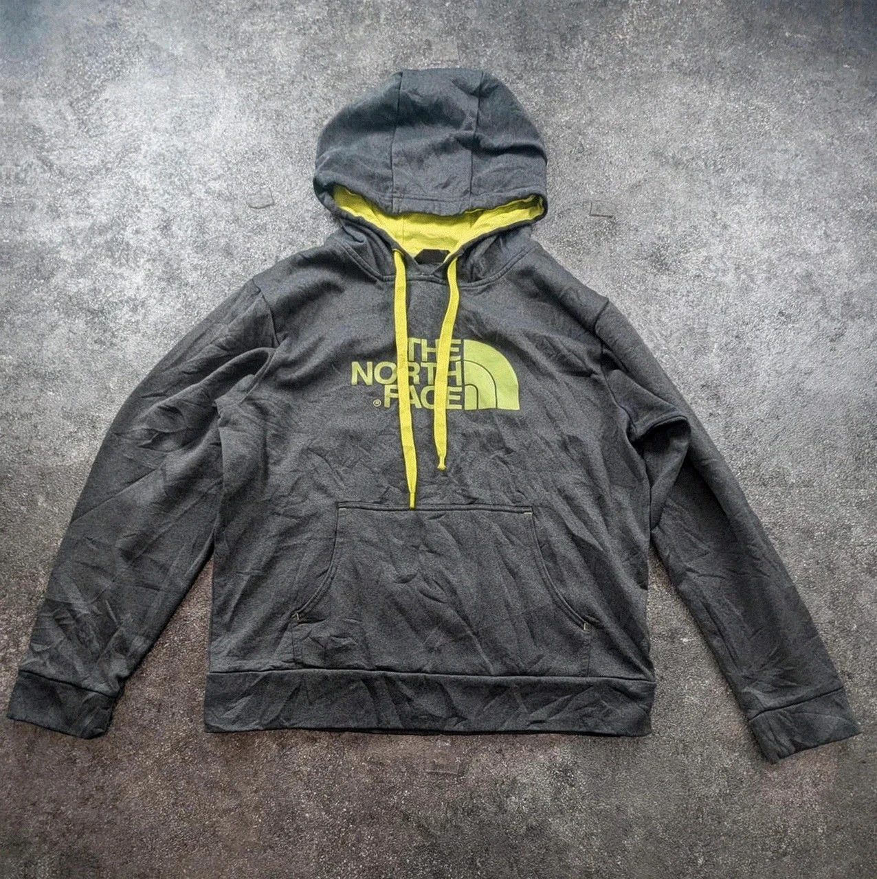 Sweat à capuche The North Face gris chiné vert fluo M hoodie outdoor streetwear techwear – The North Face – taille S 2