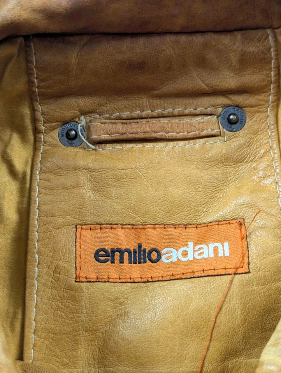 Emilio Adani veste cuir d’agneau Lamb Nappa T56 Xxl cognac biker moto vintage – Emilio Adani – taille XXL 4