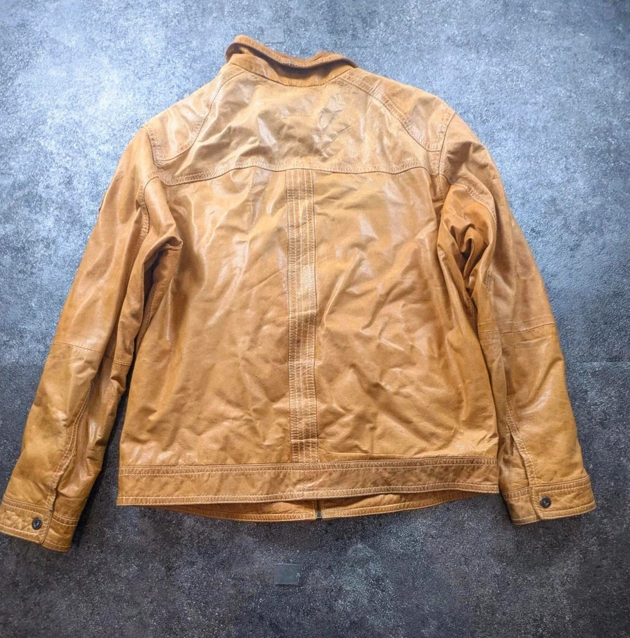 Emilio Adani veste cuir d’agneau Lamb Nappa T56 Xxl cognac biker moto vintage – Emilio Adani – taille XXL 3