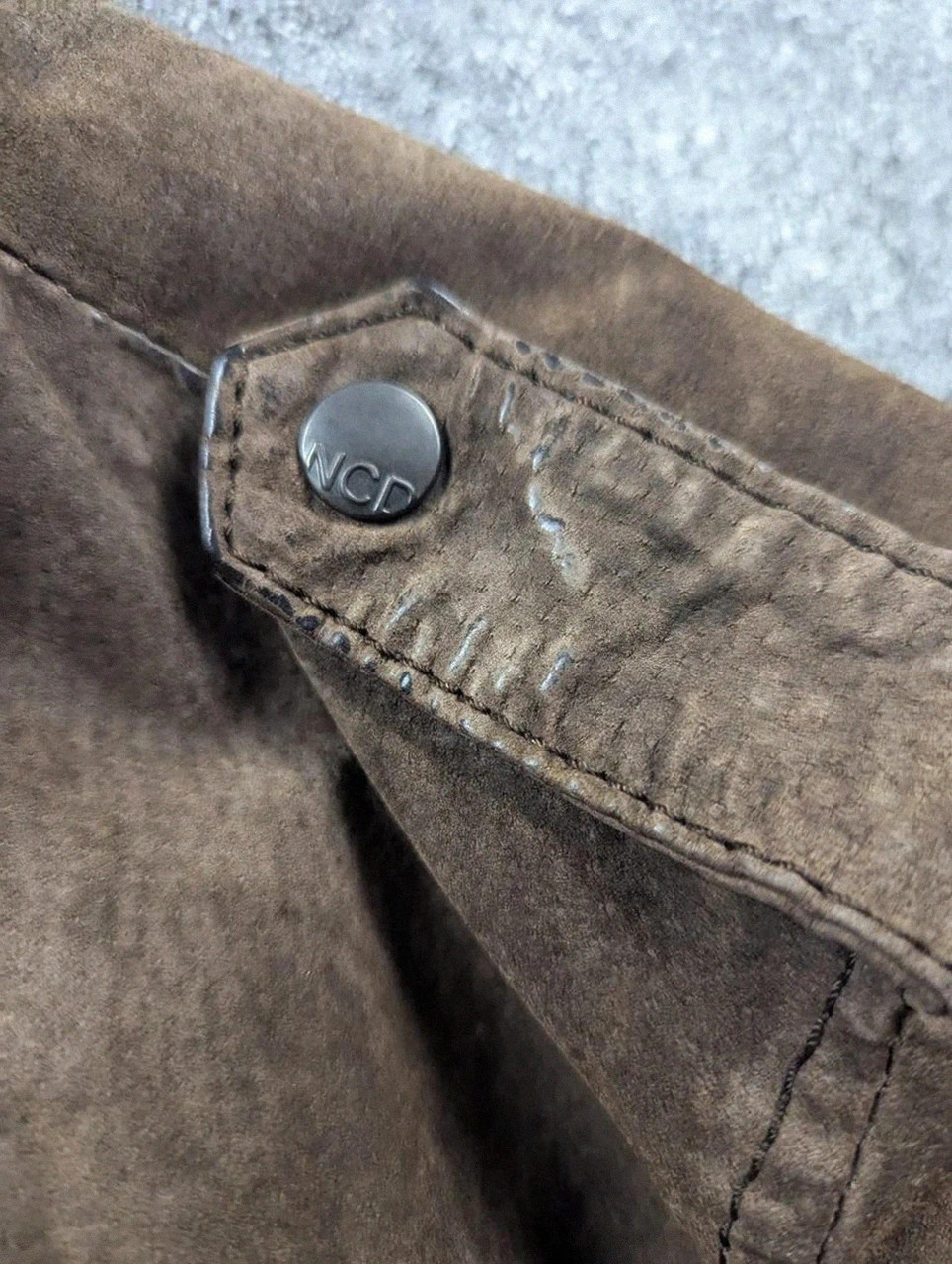 Devred blouson en daim marron patiné – Veste workwear militaire vintage – Devred – taille S 4