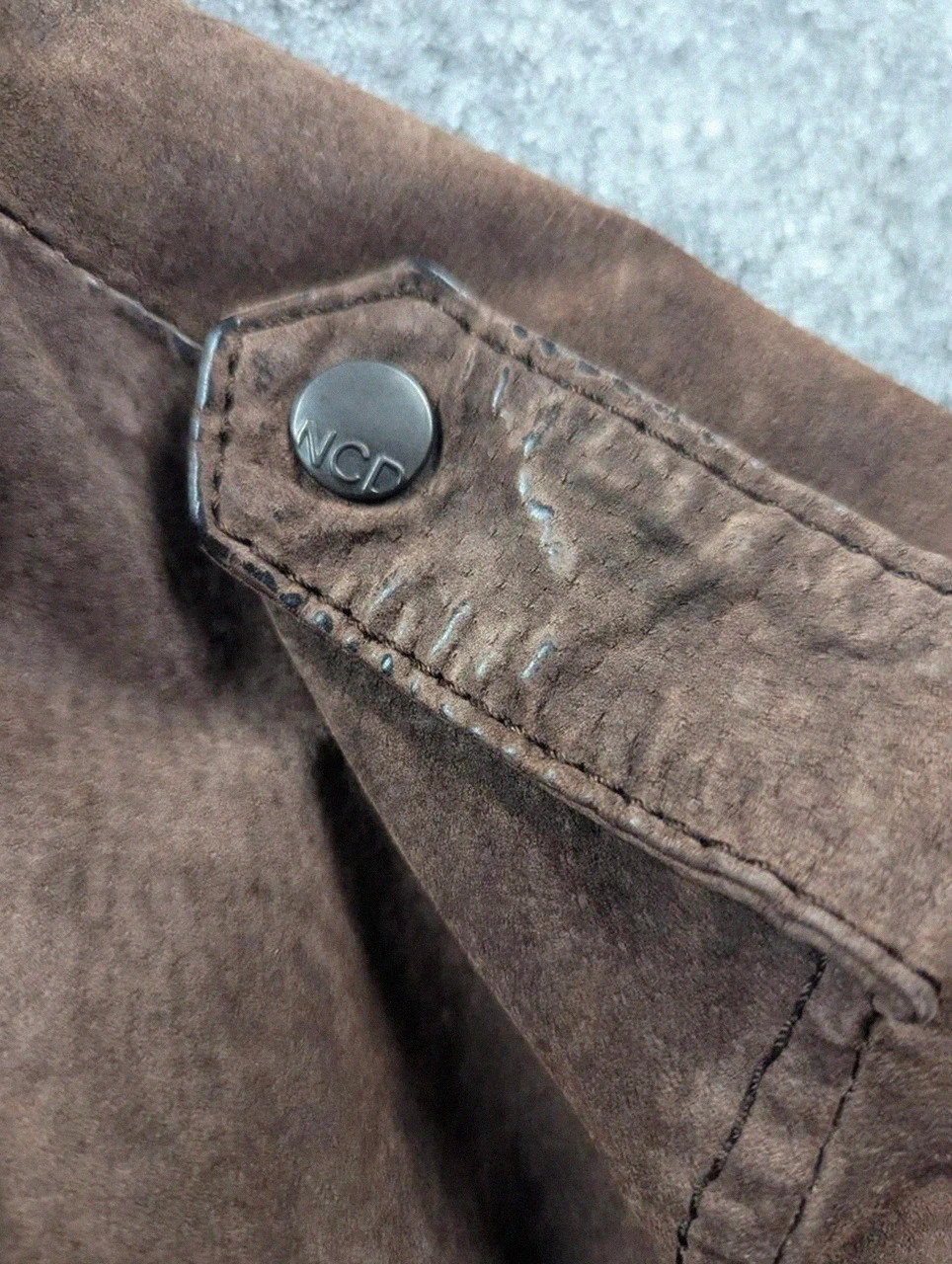 Devred blouson en daim marron patiné – Veste workwear militaire vintage – Devred – taille S 4