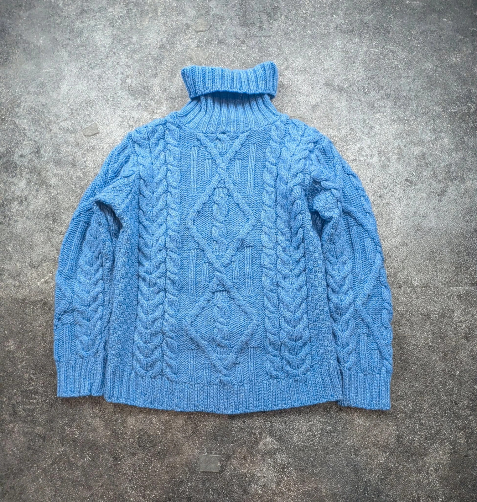 Pull Irish Crafts M 100% laine mérinos Made in Ireland Aran Cable Knit col roulé bleu – irish crafts – taille M / 38 / 10 2