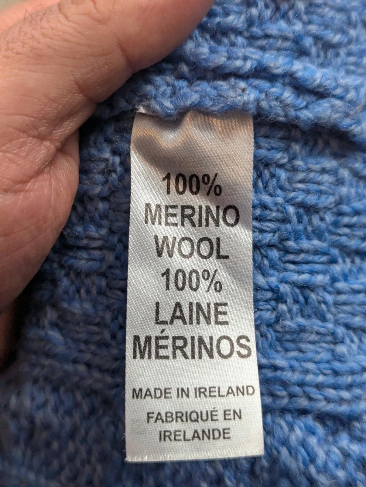 Pull Irish Crafts M 100% laine mérinos Made in Ireland Aran Cable Knit col roulé bleu – irish crafts – taille M / 38 / 10 5