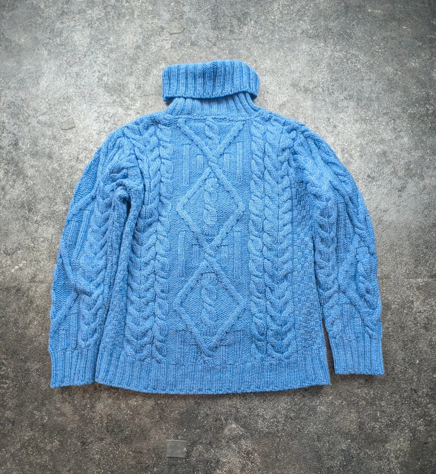 Pull Irish Crafts M 100% laine mérinos Made in Ireland Aran Cable Knit col roulé bleu – irish crafts – taille M / 38 / 10 3