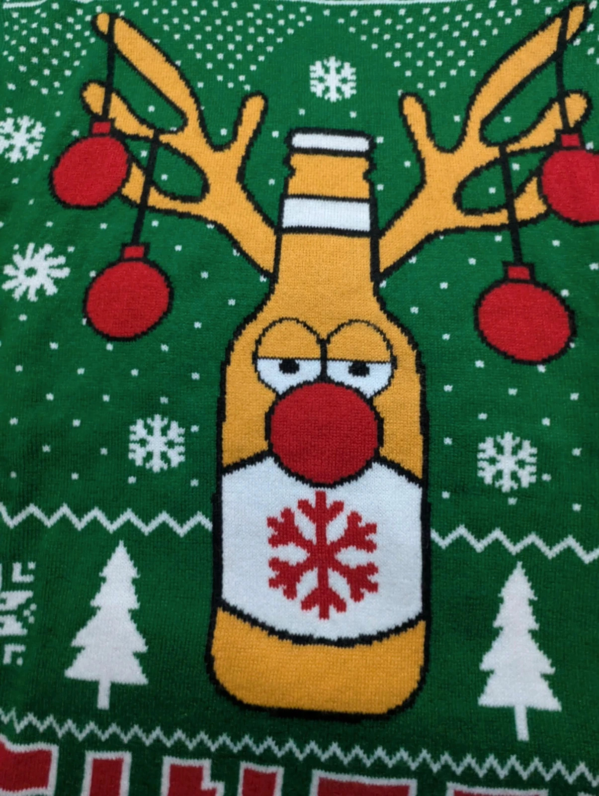Pull de Noël Reinbeer M vert Christmas Jumper renne bière Ugly Christmas – Vintage Dressing – taille M / 38 / 10 5