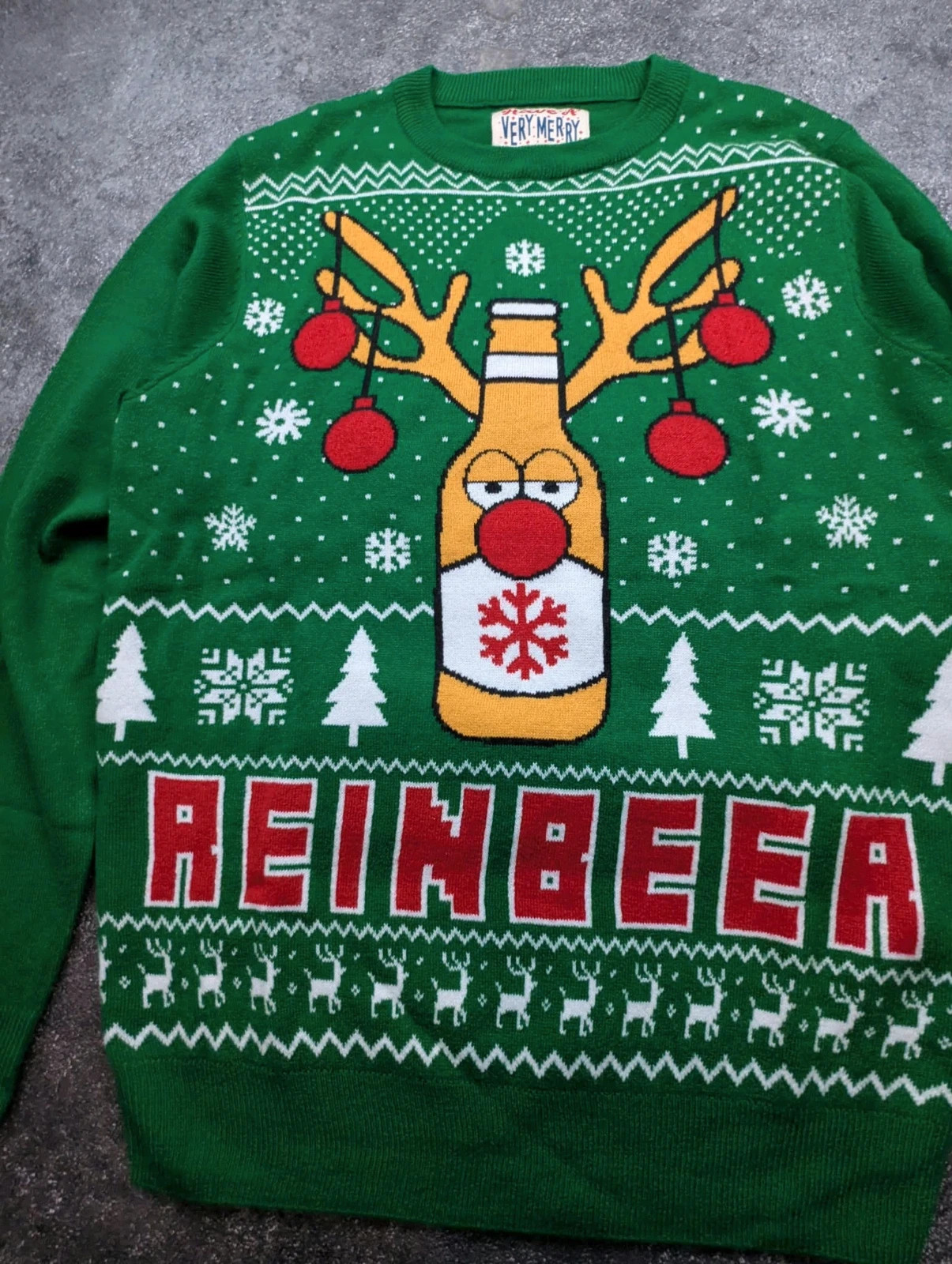 Pull de Noël Reinbeer M vert Christmas Jumper renne bière Ugly Christmas – Vintage Dressing – taille M / 38 / 10 3