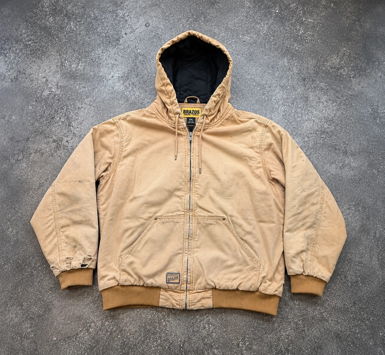 Brazos Work Force Active Jacket 2XL XL oversize Workwear Canvas beige vintage