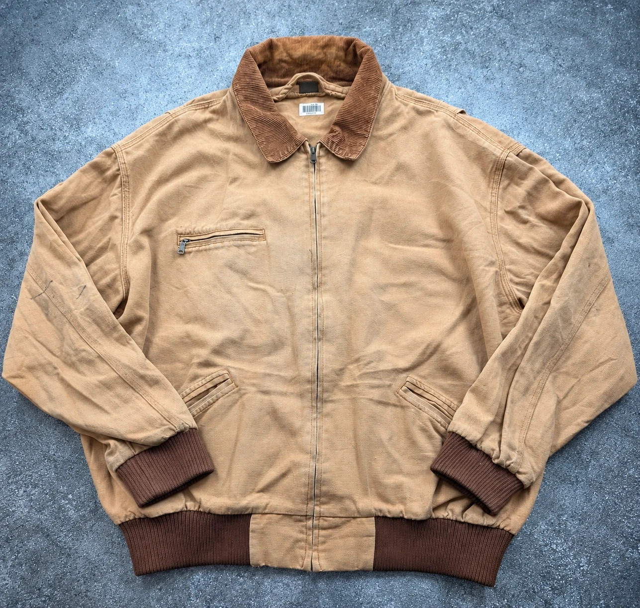 Veste workwear vintage XXL XL – Eisenhower bomber canvas col velours – beige
